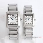 AAA Swiss Replica Cartier Tank Francaise Couple Watch Stainless Steel with Diamonds